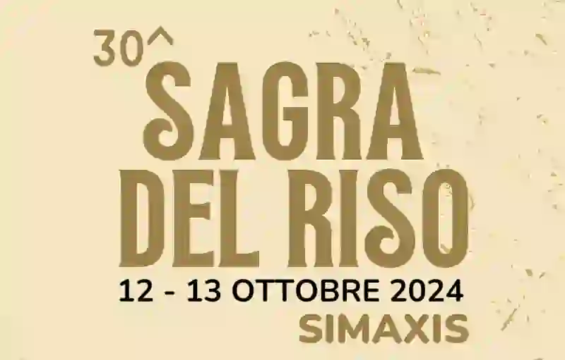 Sagra del riso di Simaxis, manifesto con programma, date e orari