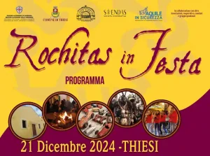 Rochitas in festa Thiesi 2024, manifesto con programma, data e orari eventi