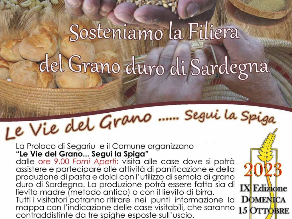 Le vie del grano Segariu 2023, programma, date e manifesto