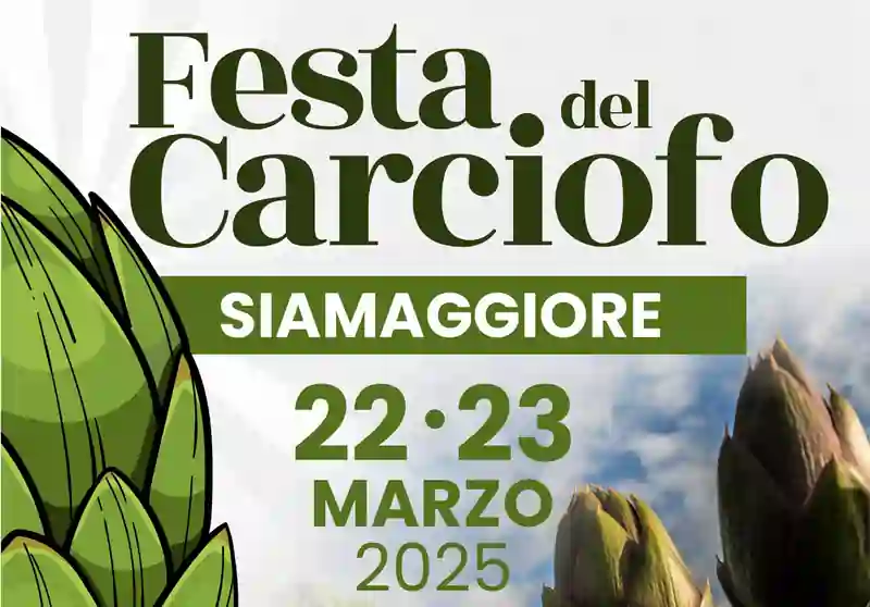 Festa del carciofo 2025 a Siamaggiore, manifesto con programma, date e orari