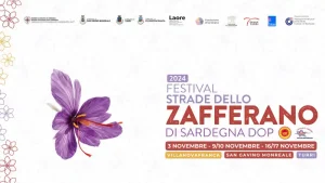 Strade dello zafferano DOP di Sardegna 2024, manifesto con programma e calendario