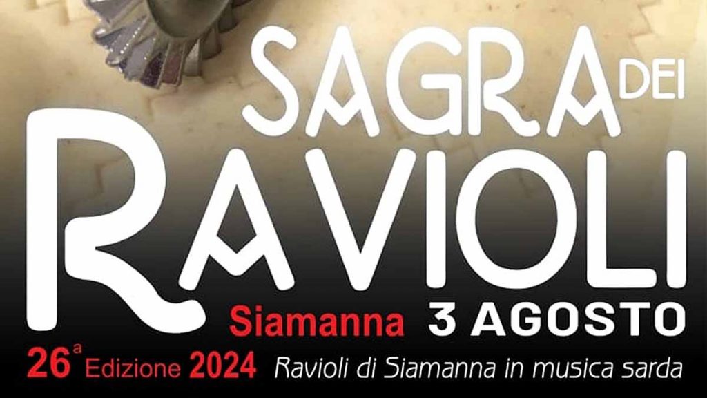 Sagra dei ravioli Siamanna 2024, manifesto con date e programma