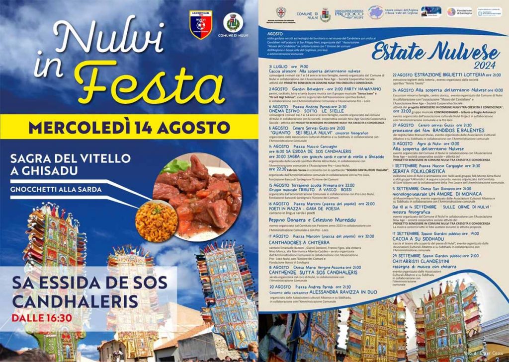 Candelieri Nulvi 2024, locandina con programma e date