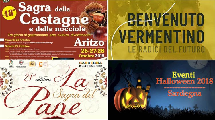 Weekend 26, 27 e 28 ottobre 2018: Ecco gli eventi, le feste e le sagre da non perdere in Sardegna!