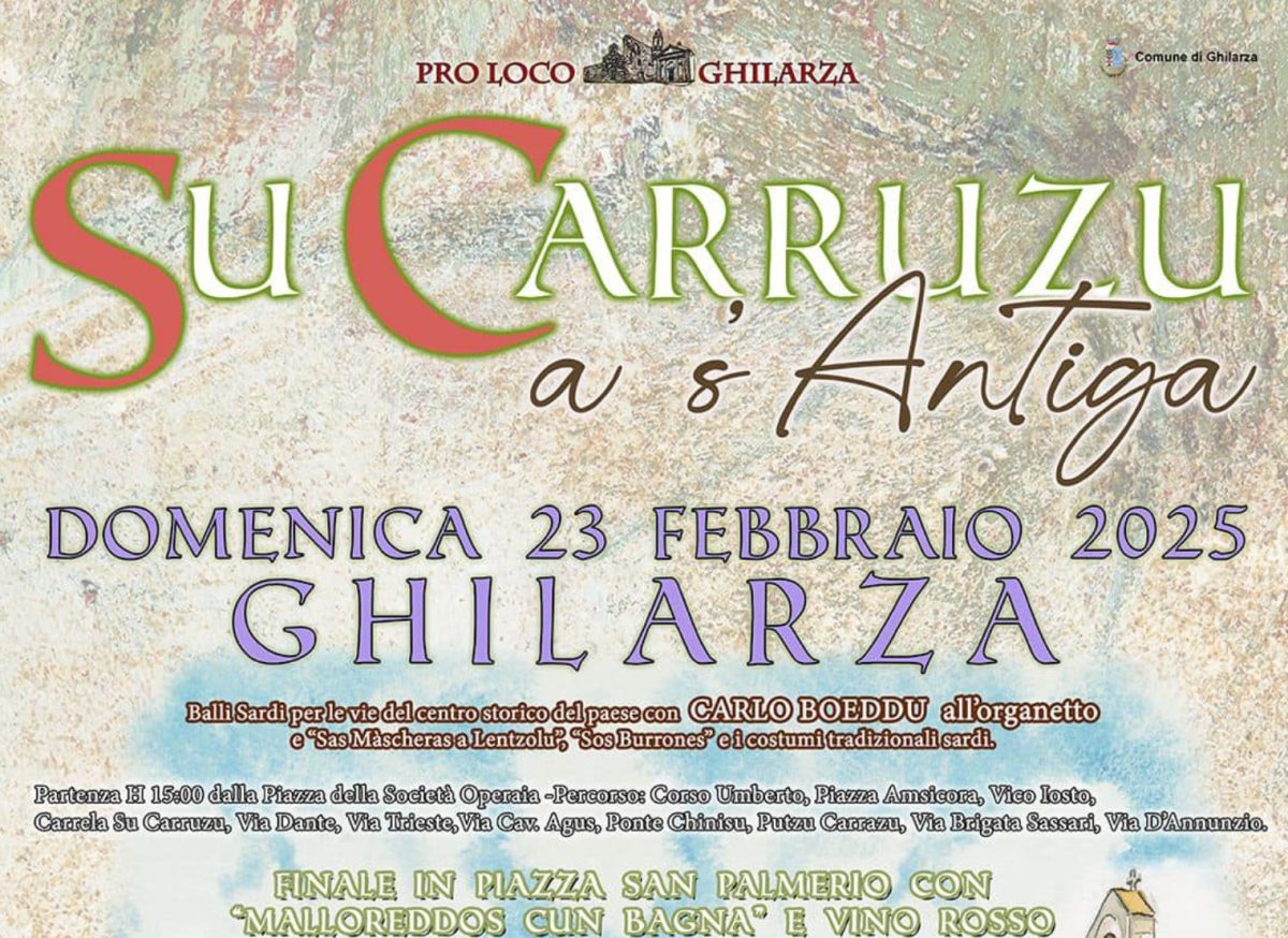 Carnevale antico Ghilarza 2025, manifesto con il programma, data e orari!