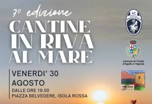Cantine in riva al mare 2024 all'Isola Rossa, manifesto con data e programma