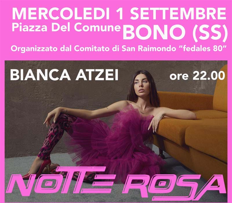 Festa di San Raimondo Nonnato 2021 a Bono, con il concerto di Bianca Atzei