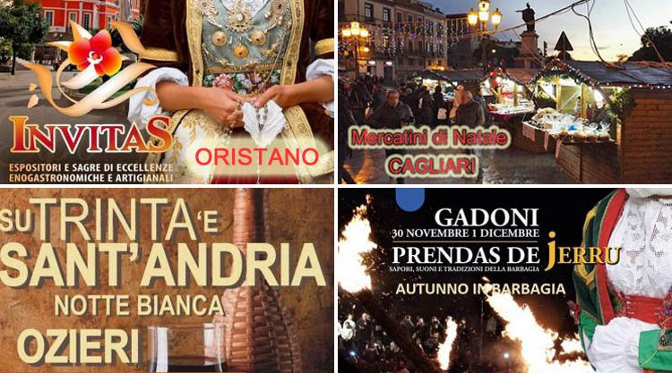 Weekend 29, 30 novembre e 1 dicembre 2019 in Sardegna: Ecco tutti gli eventi, sagre, feste e concerti da non perdere!