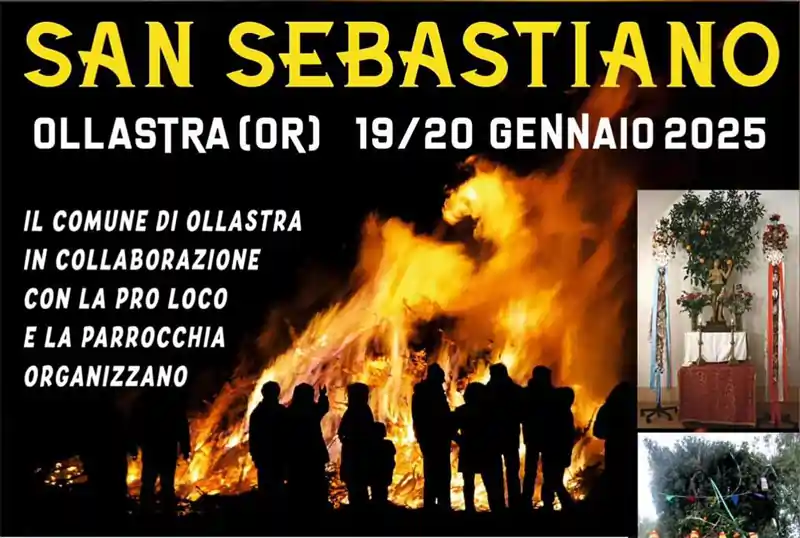 Festa di San Sebastiano Ollastra 2025, locandina con date, programma e orari
