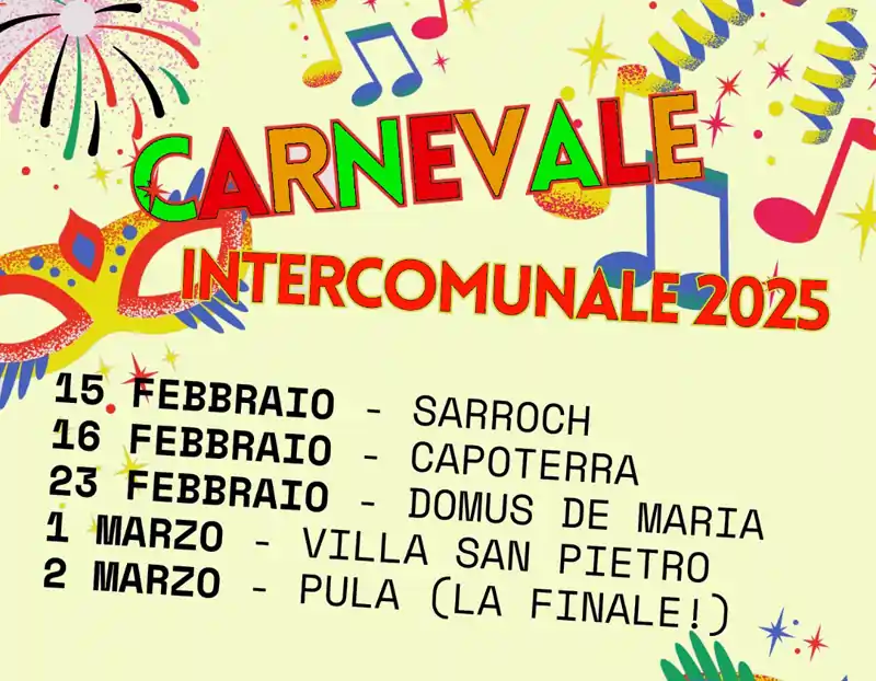 Carnevale 2025 a Sarroch, Capoterra, Pula, programmi, orari e date!