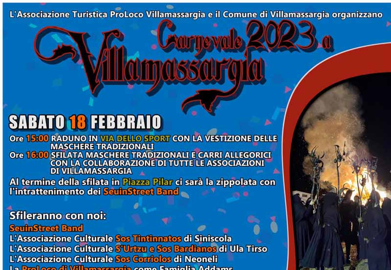 Programma sfilata del carnevale di Villamassargia 2023