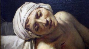Particolare de La Mort de Marat, quadro di Jacques-Louis David