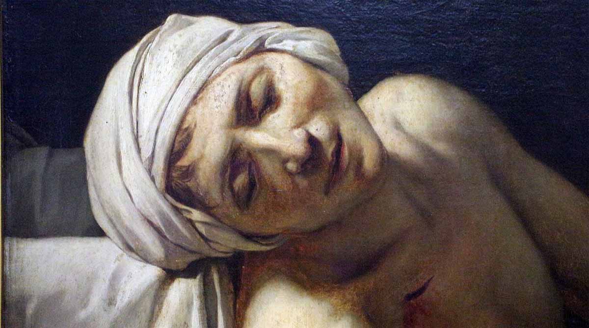 Particolare de La Mort de Marat, quadro di Jacques-Louis David
