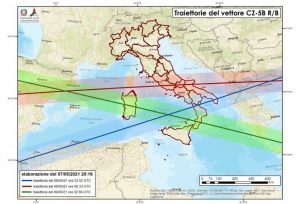 Traiettoria possibile caduta razzo cinese sulla Sardegna