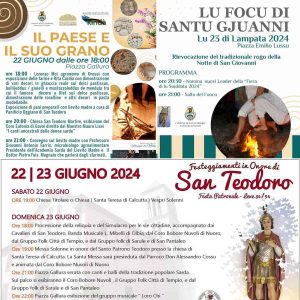 Eventi weekend 22 e 23 giugno 2025 a San Teodoro. manifesti con i programmi