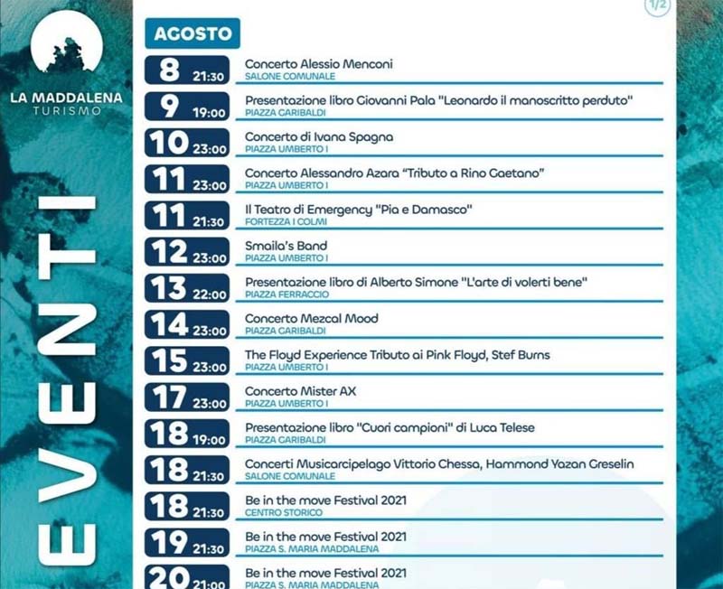 Eventi agosto 2021 La Maddalena