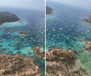 Affollamento barche nel parco nazionale della Maddalena