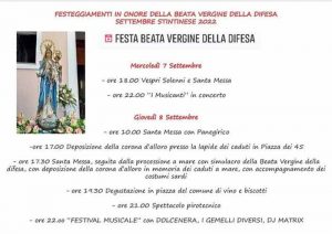 Beata Vergine della Difesa Stintino 2022, manifesto e programma