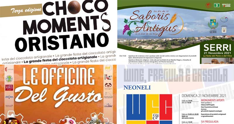 Eventi e sagre del 20 e 21 novembre 2021 in Sardegna, manifesti e programmi principali