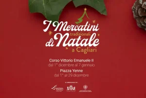 Mercatini di Natale Cagliari 2024, manifesto con giorni e orari di apertura