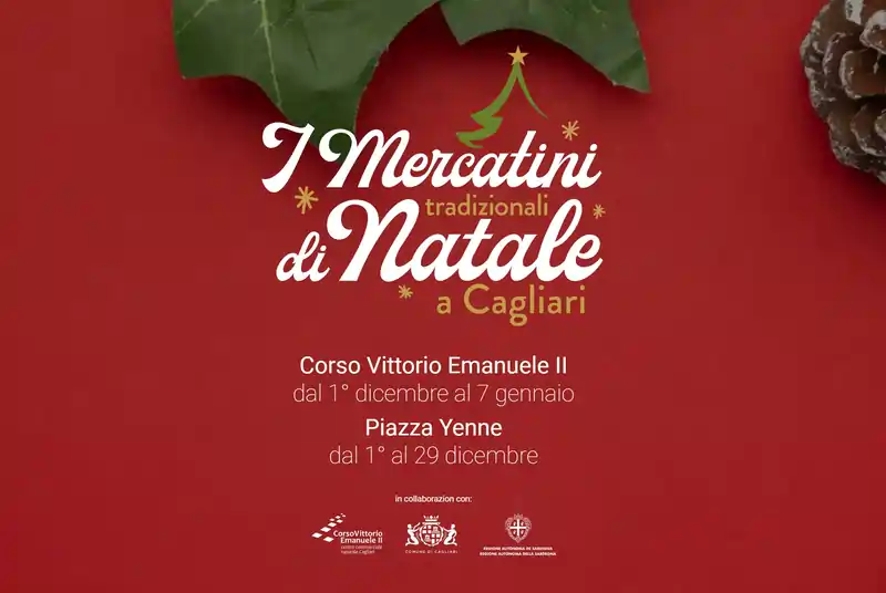 Mercatini di Natale Cagliari 2024, manifesto con giorni e orari di apertura