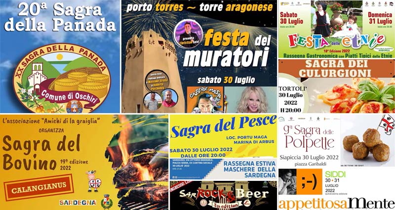Eventi e sagre del 30 e 31 luglio 2022 in Sardegna