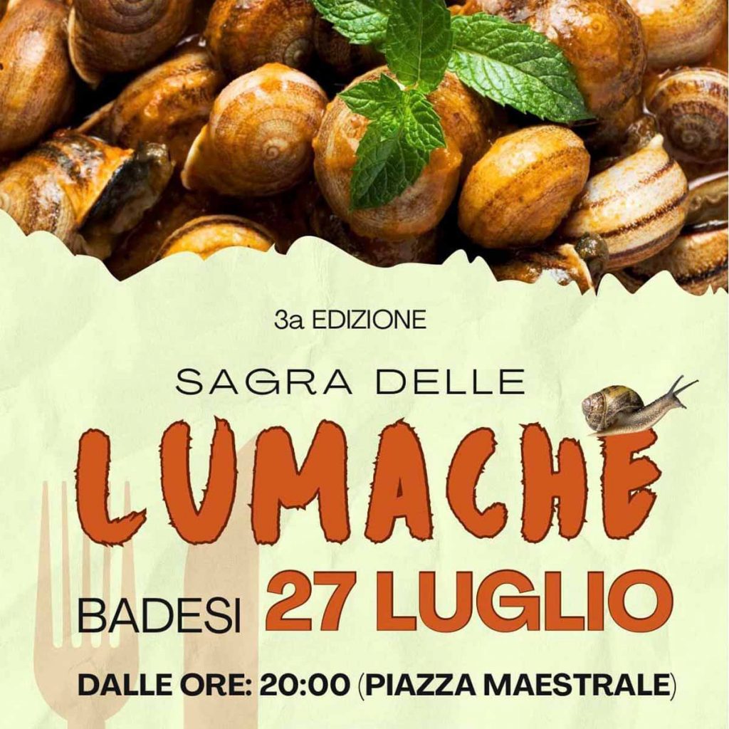 Sagra lumache Badesi 2024, manifesto con data e programma