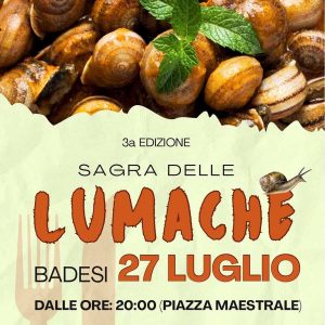 Sagra lumache Badesi 2024, manifesto con data e programma