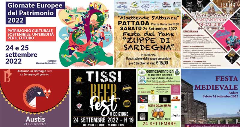 Eventi e sagre del 23, 24 e 25 settembre 2022 in Sardegna