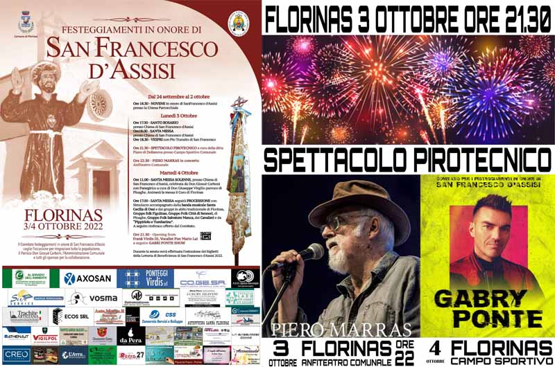 San Francesco Florinas 2022. programma