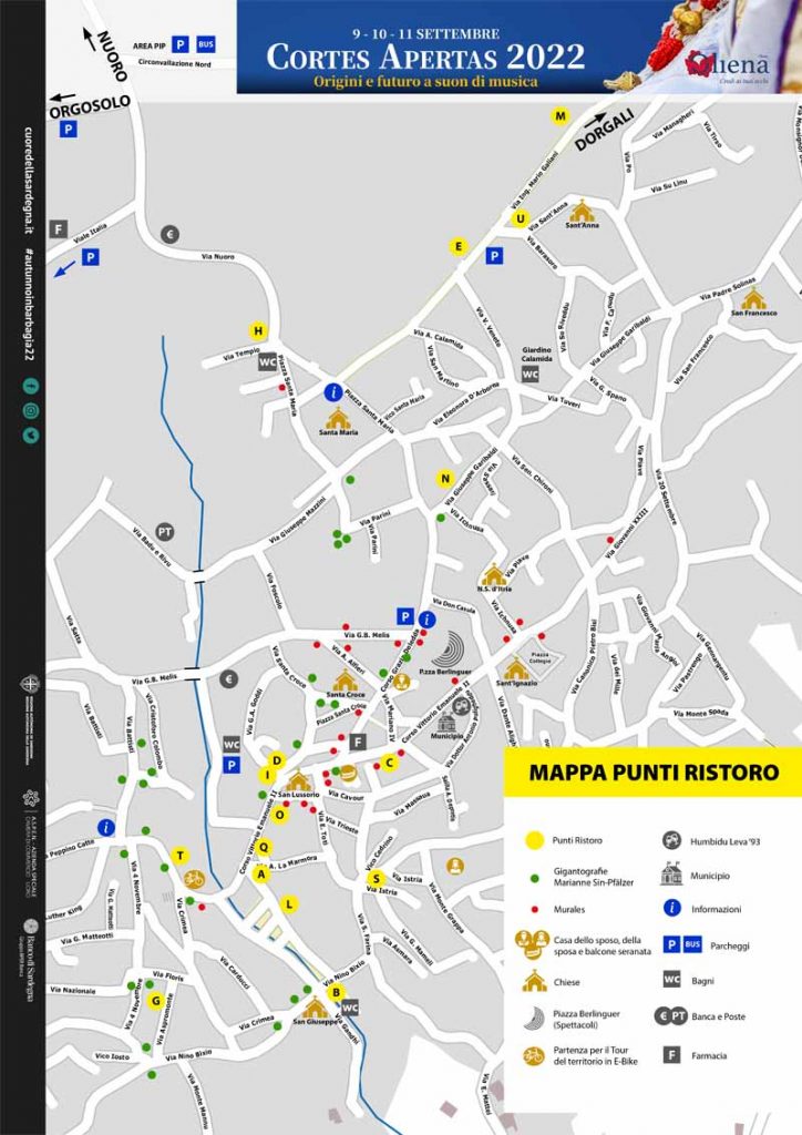Mappa, menù e prezzi dei punti ristoro di Oliena per Autunno in Barbagia