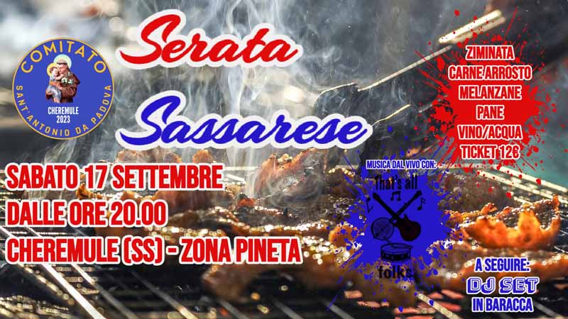 Serata Sassarese Cheremule 2022, programma e manifesto