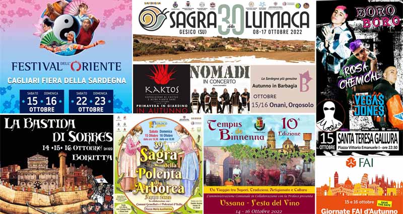 Eventi e sagre in Sardegna il 14, 15 e 16 ottobre 2022