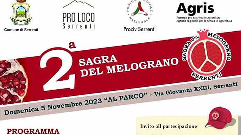 Sagra melagrane 2023 a Serrenti, manifesto con data e programma