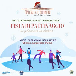Pista di pattinaggio su ghiaccio a Stintino per le feste di Natale 2024.