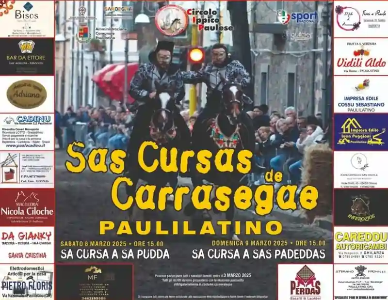 Sas Cursas de carrasegae 2025 a Paulilatino, manifesto con date e programma | Sardegna in blog