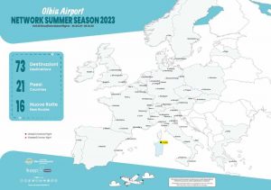 Mappa destinazioni Olbia nell'estate 2023