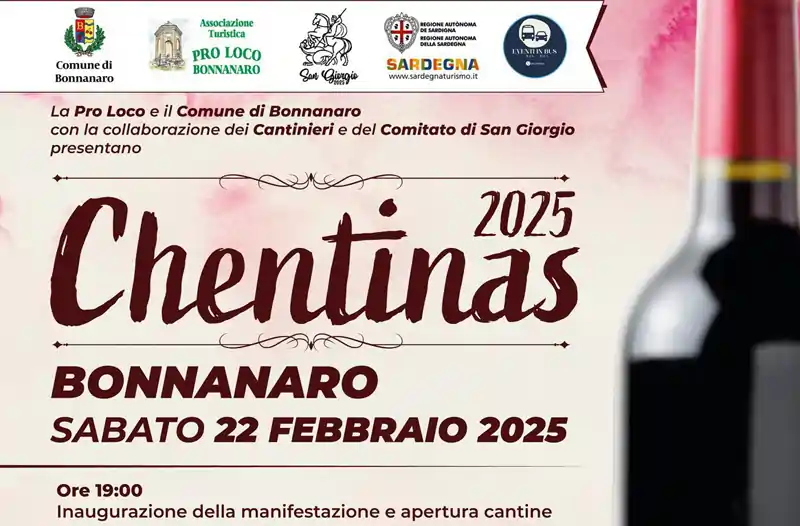 Chentinas Bonnanaro 2025, manifesto cin data, programma e orari eventi e degustazioni!
