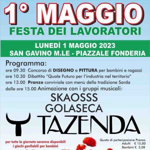 Manifesto con il programma del concerto del 1 maggio 2023 a San Gavino Monreale