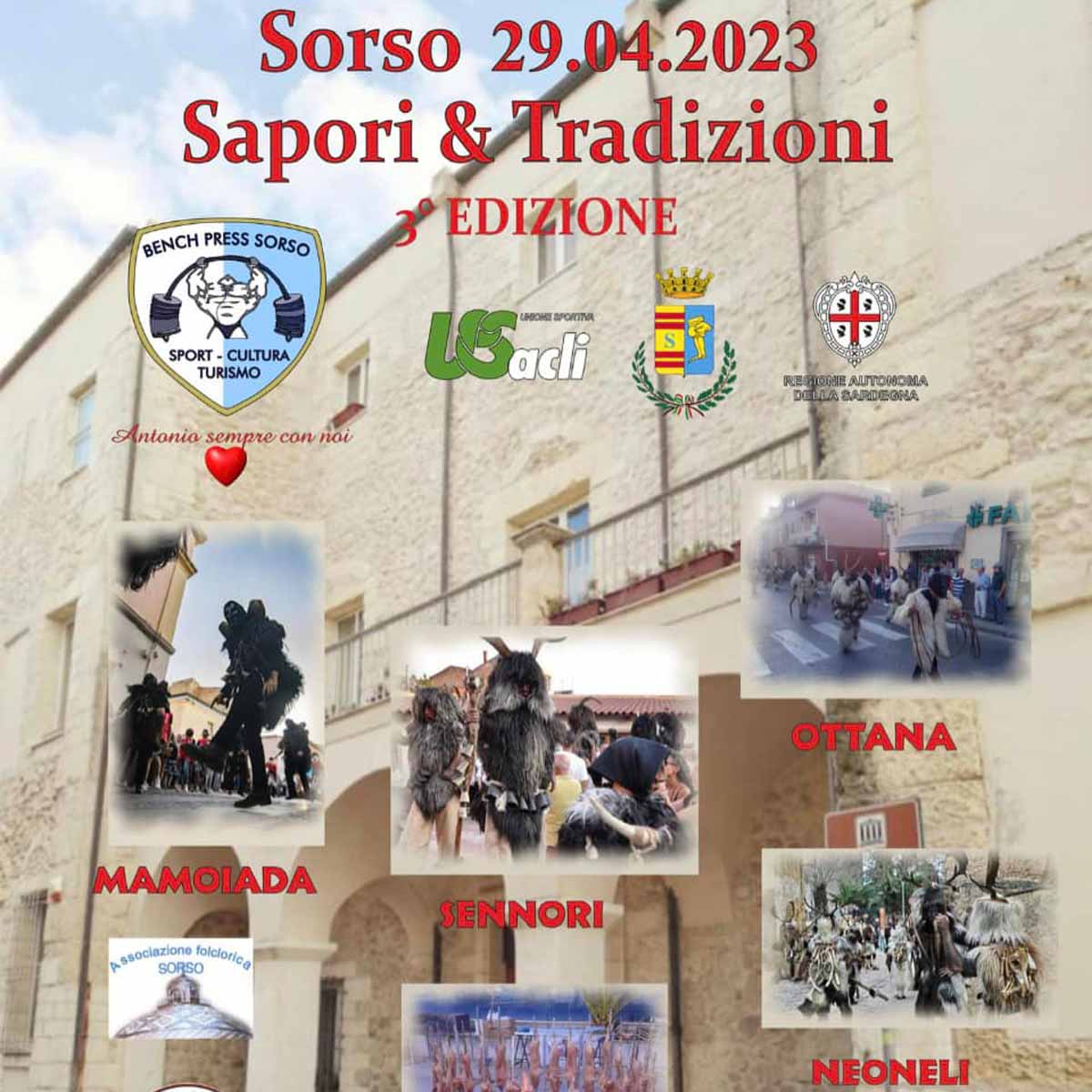 Manifesto con il programma di Sapori e tradizioni 2023 a Sorso
