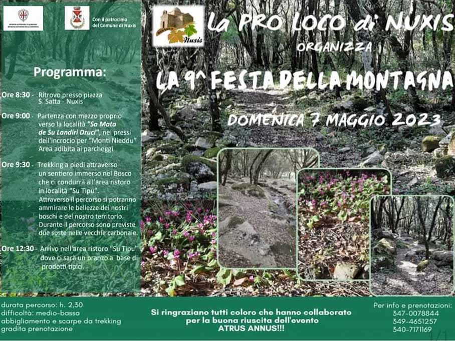Festa della montagna 2023 a Nuxis, manifesto e programma