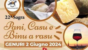 Sagra pani, casu e binu a rasu 2024 a Genuri, manifesto con data e programmi