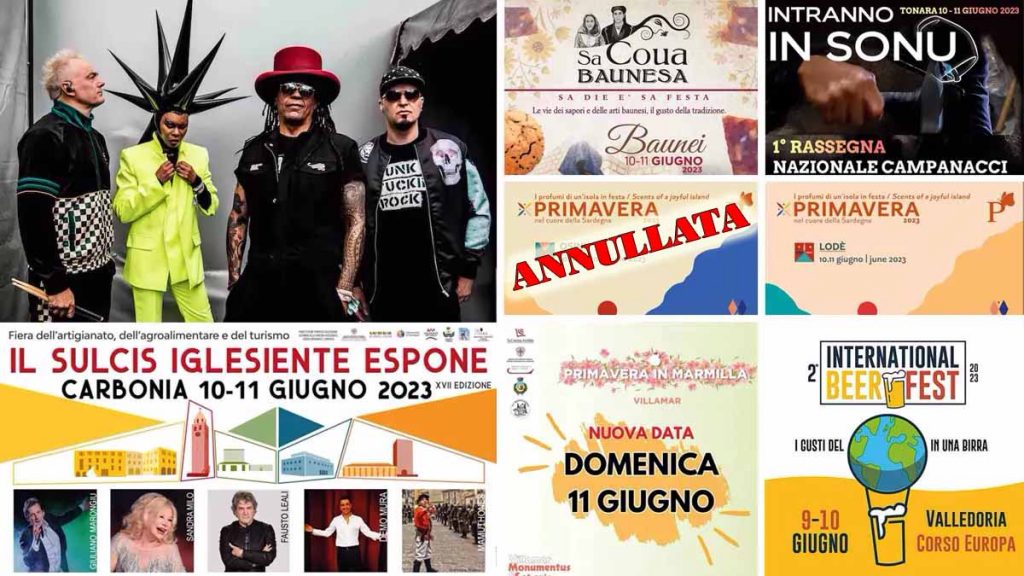 Eventi e sagre del 9, 10 e11 giugno 2023 in Sardegna - aggiornato