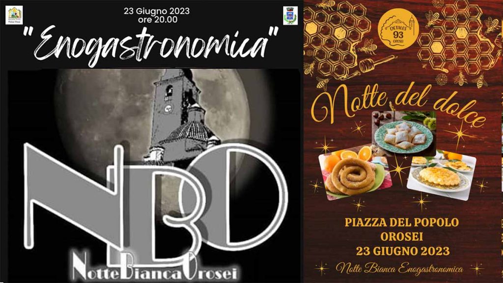 Notte Bianca e Notte del dolce 2023 a Orosei, manifesti e programmi