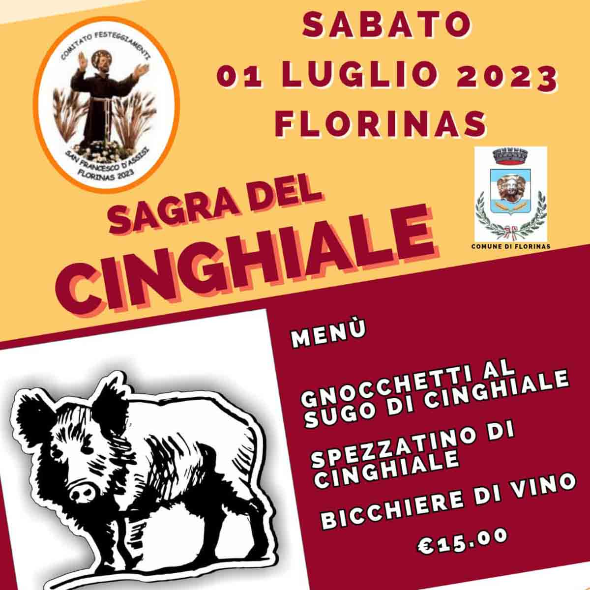 Sagra del cinghiale a Florinas, date, programma e menù 2023