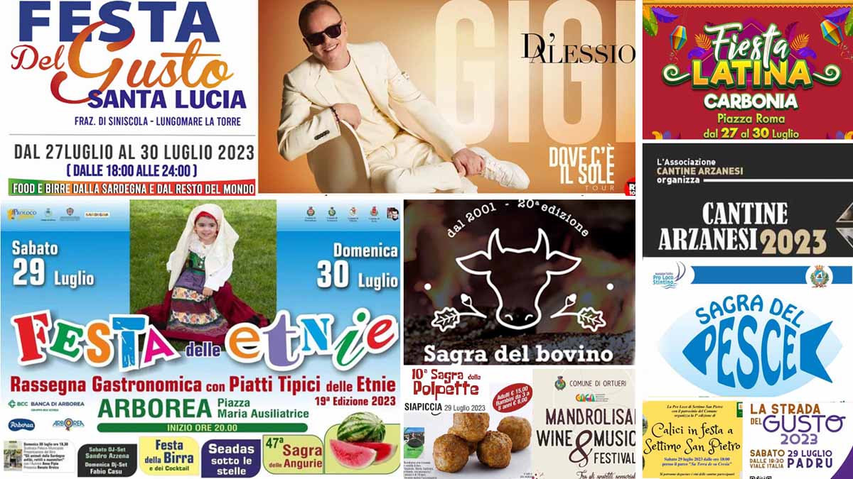 Eventi e sagre da non perdere il 28, 29 e 30 luglio 2023 in Sardegna