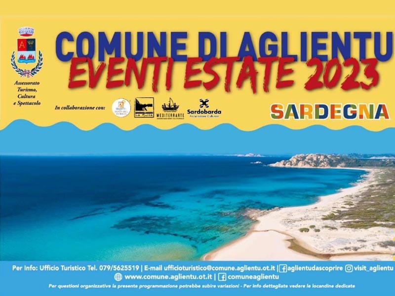 Eventi Agosto 2023 a Aglientu, manifesto