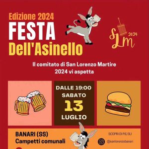 Festa dell'asinello Banari 2024, manifesto con data e programma