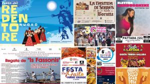 Eventi e sagre del 25, 26 e 27 agosto 2023 in Sardegna, manifesti