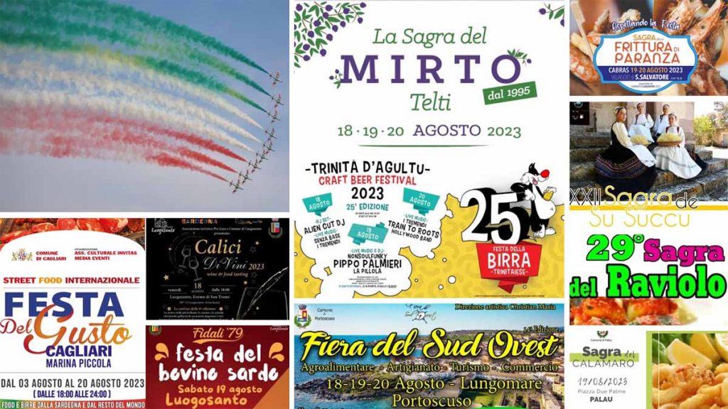 Eventi e sagre del 18, 19 e 20 agosto 2023 in Sardegna